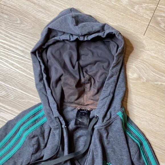 Adidas Women Medium Gray Turquoise Full Zip Hoodie Sweat Jacket M - Picture 2 of 4